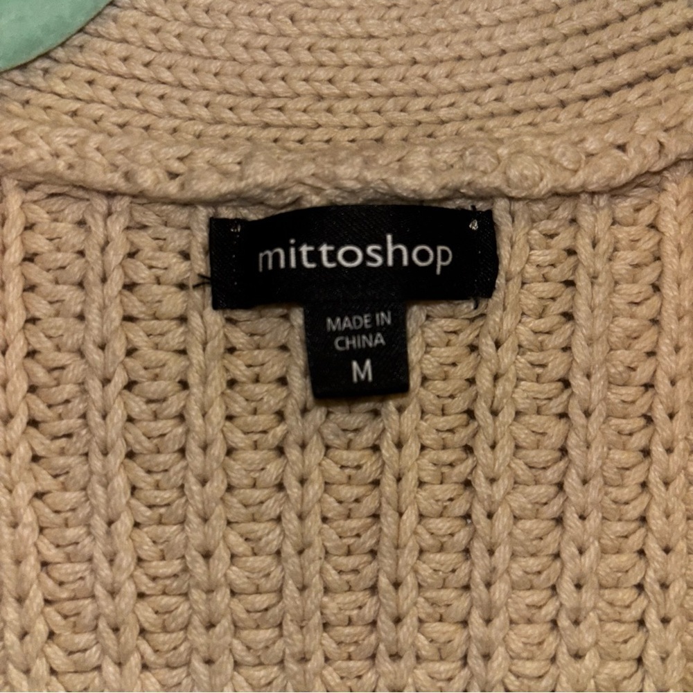 Mittoshop Oatmeal Chunky Knit Open Front Cardigan Sweater | Size M - Picture 4 of 5